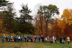 Photograph of group of hikers in Bloomfield's Martha Wilcox Park